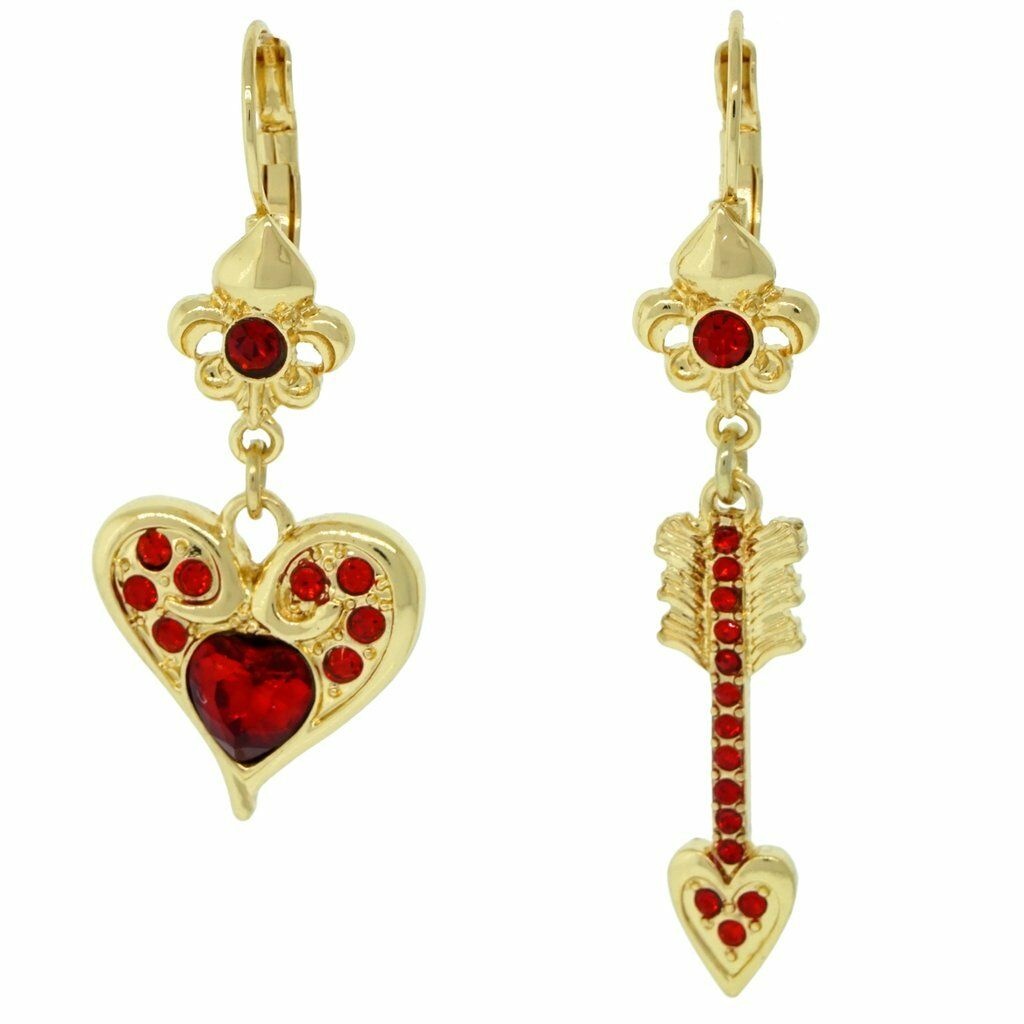 Ritzy Couture Valentine Love And Heart Arrow Dangle Leverback Earrings For Women
